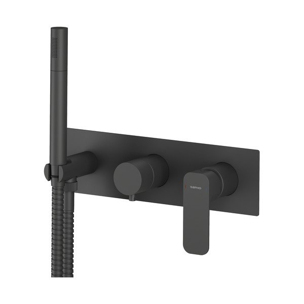 Mat crna ugrađena slavina za tuš (s 3 izlaza) Spy – Sapho-image-2