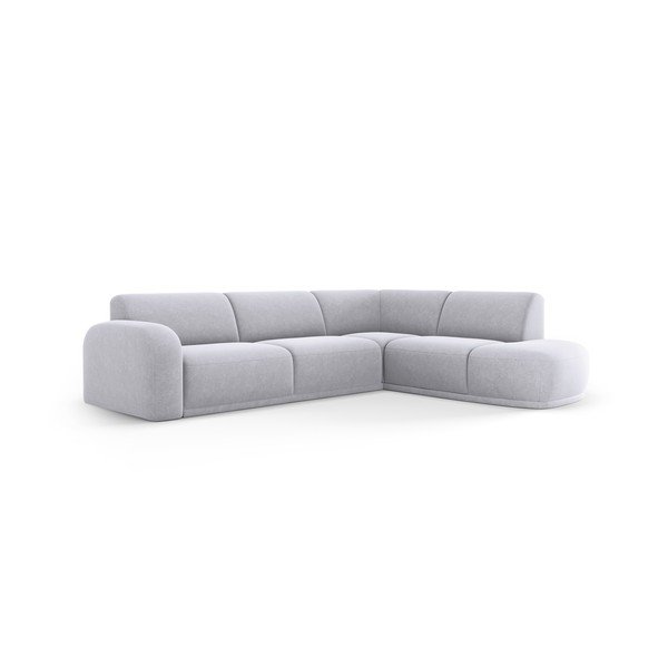 Svijetlo siva baršunasti kutna garnitura Erin – Micadoni Home-image-2