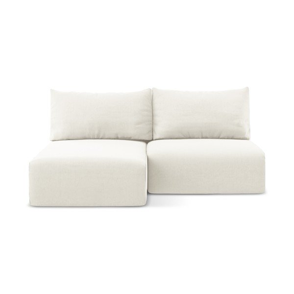 Krem baršunasti sklopiva/s prostorom za odlaganje kutna garnitura (s lijevim kutom/s ležaljkom) Kalena – Makamii