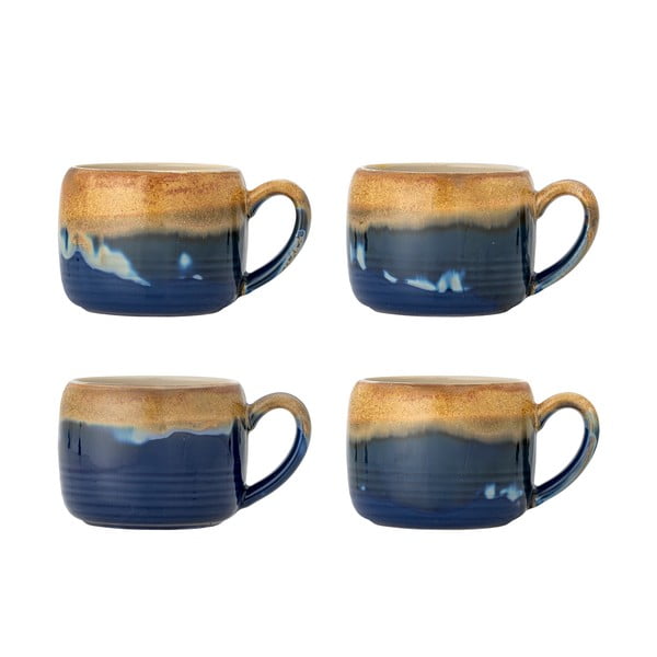 Plave/smeđe šalice u setu 4 kom od kamenine 400 ml Sheen – Bloomingville