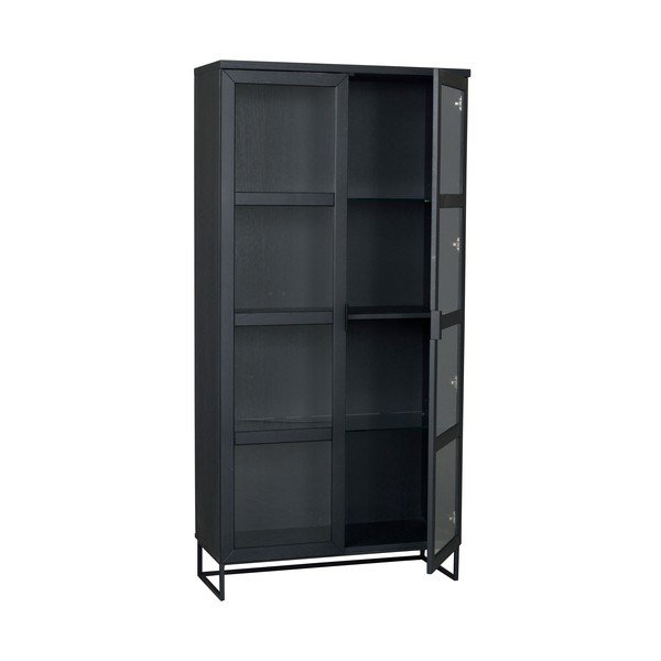 Crna vitrina od hrastovog drveta 95x195 cm Everett - Rowico-image-3