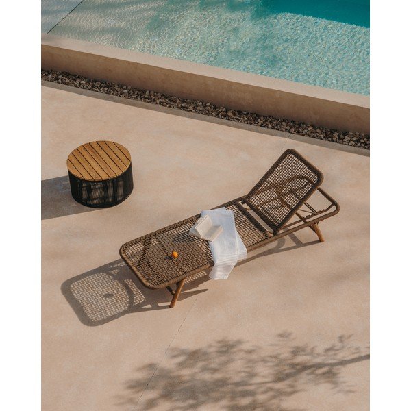 Smeđa vrtna ležaljka od masivnog drveta/metalna Dandara – Kave Home-image-1