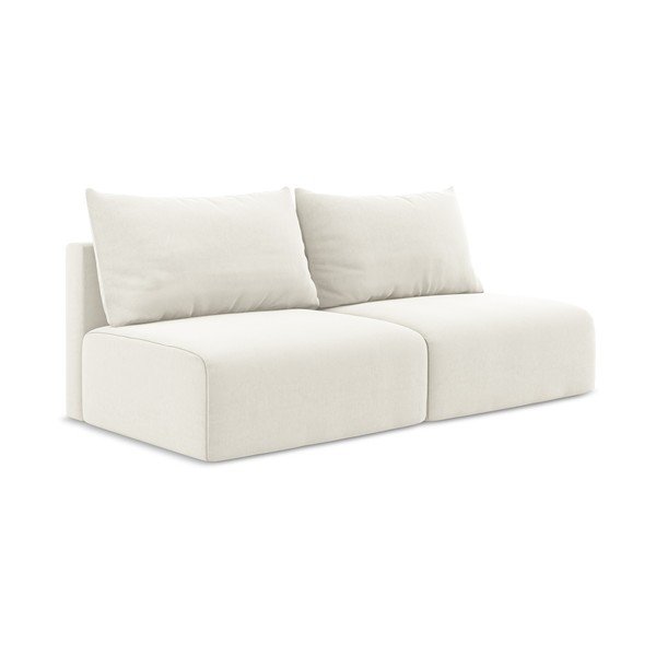 Krem baršunasti sklopiva/s prostorom za odlaganje sofa 216 cm Kalena – Makamii-image-2