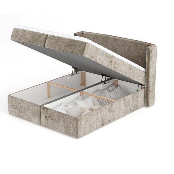 Bež boxspring krevet s prostorom za pohranu 160x200 cm Passion – Maison de Rêve-image-3