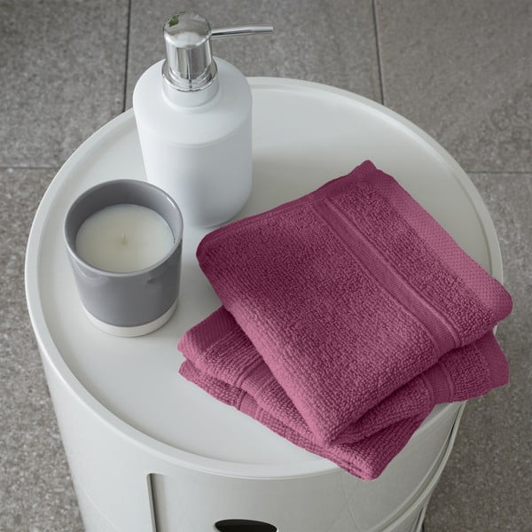 Tamno ružičasti pamučni ručnici u setu 2 kom od frotira 30x30 cm Zero Twist – Catherine Lansfield-image-1