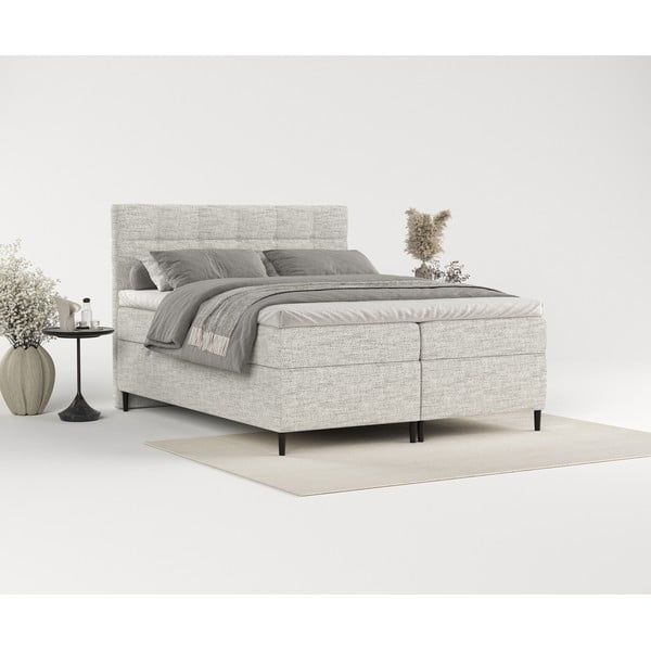 Svijetlo sivi boxspring krevet s prostorom za pohranu 180x200 cm Urbaneo – Maison de Rêve-image-1