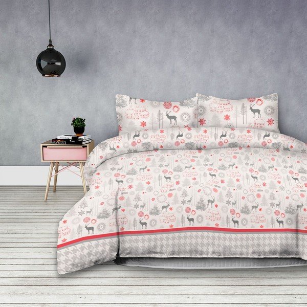 Flanelska posteljina s božićnim motivom za bračni krevet AmeliaHome Lappi, 200 x 220 cm-image-1