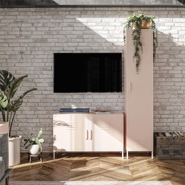 Ružičasti metalni ormarić 38x185x40 cm Mission District – Støraa-image-1