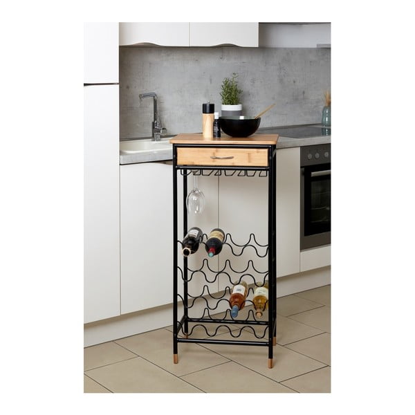 Crna/u prirodnoj boji metalna vitrina za vino broj boca 16 kom, 48x95 cm Loft – Wenko-image-3