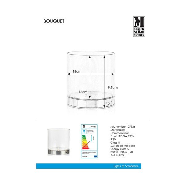 Stolna vaza s ugrađenim LED svjetlom Markslöjd Bouquet, visina 19 cm-image-3