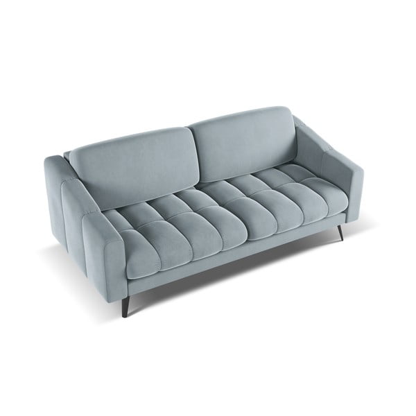 Svijetlo plava baršunasti sofa 202 cm Nalu – Makamii-image-3