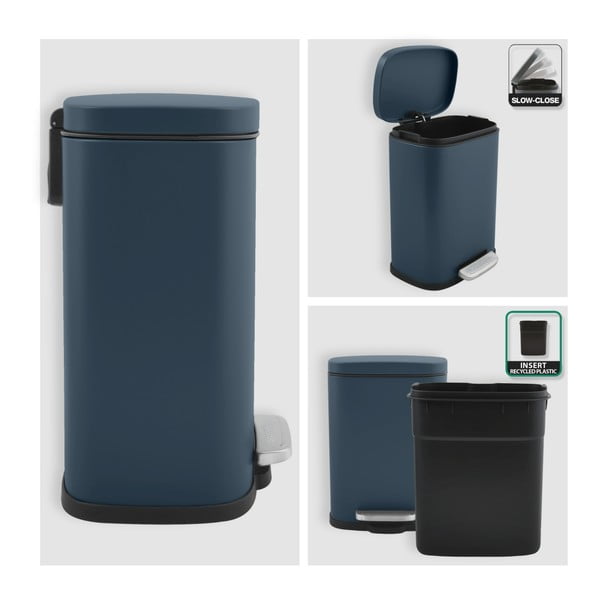 Petrolej zelena željezna kanta za smeće s pedalom 5 l   Akira – Spirella-image-4