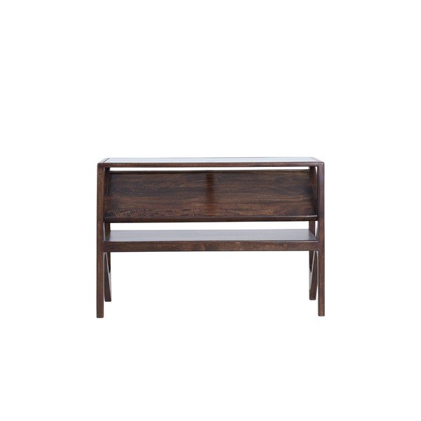 Pomoćni stol sa staklenom pločom stola u tamnoj prirodnoj boji 41x119 cm Yuki – Light & Living-image-3