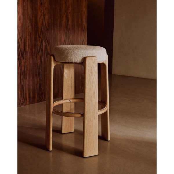 Bež/u svijetloj prirodnoj boji barska stolica od čvrste jeseni (visine sjedala 75 cm) Granite – Kave Home-image-1