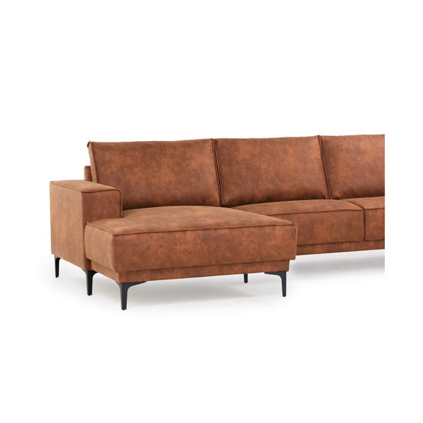 Konjak smeđa kutna garnitura od imitacije kože (s lijevim kutom) Copenhagen – Scandic-image-4