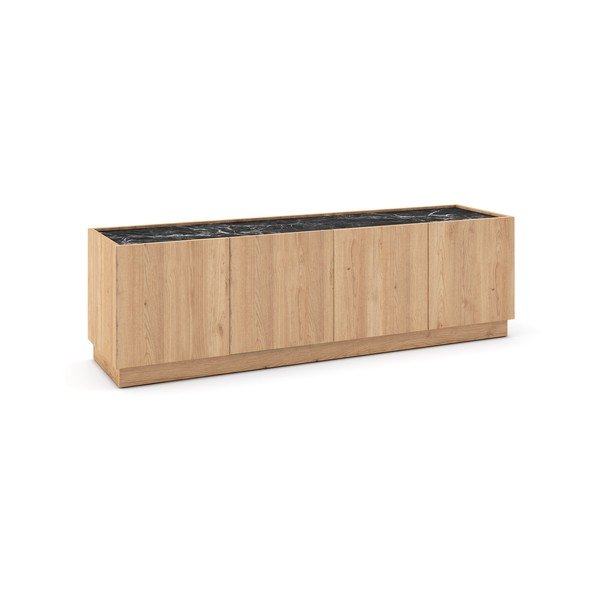 Crni/natur TV stol u dekoru hrasta 160x48 cm Dione - Marckeric-image-2