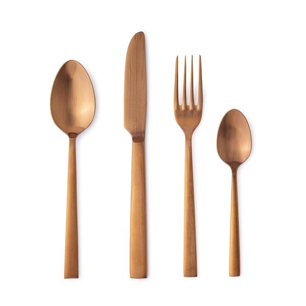 Pribor 16 kom od nehrđajućeg čelika u bakrenoj boji za 4 osobe Hestia – Bizzotto