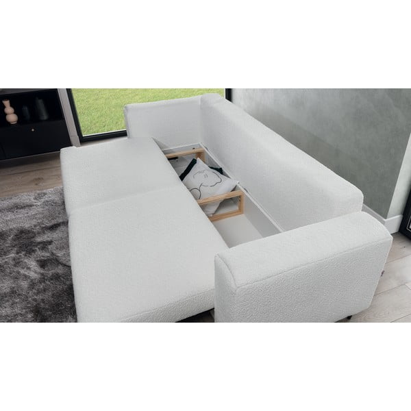 Krem sklopiva/s prostorom za odlaganje sofa od bouclé tkanine 260 cm Dalia – ELTAP-image-3
