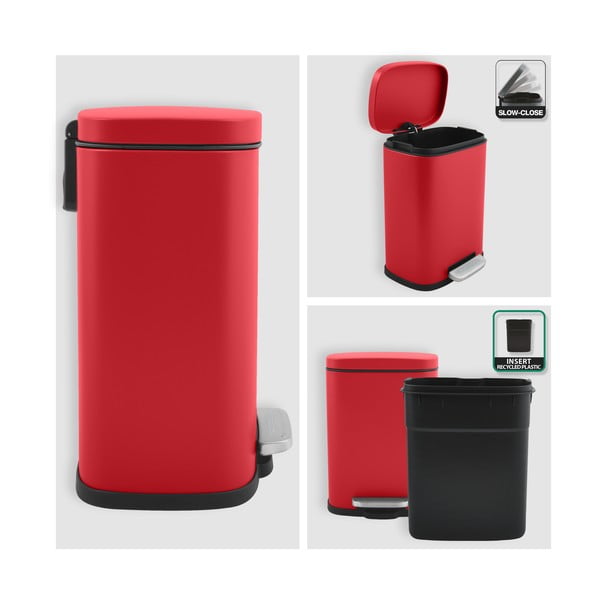 Crvena željezna kanta za smeće s pedalom 5 l   Akira – Spirella-image-3