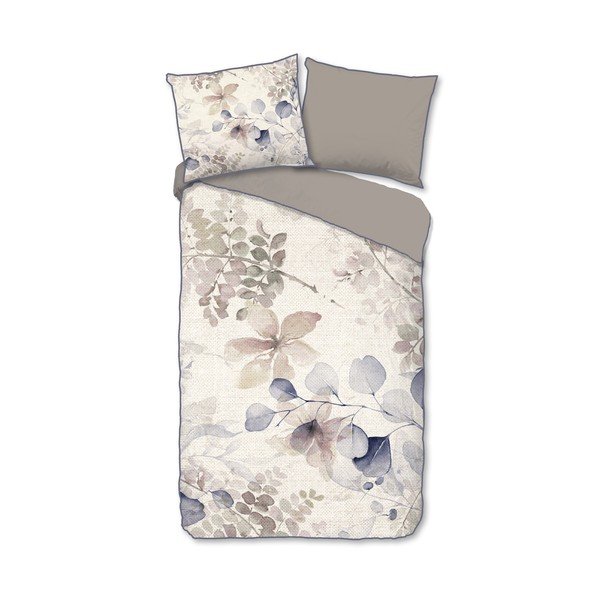 Bež posteljina za krevet za jednu osobu/za produženi krevet od pamučnog satena 140x220 cm Fivien – Descanso