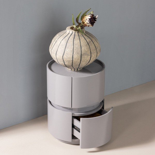 Svijetlo sivi noćni ormarić u sjajnom dekoru Lunex – WOOOD-image-1