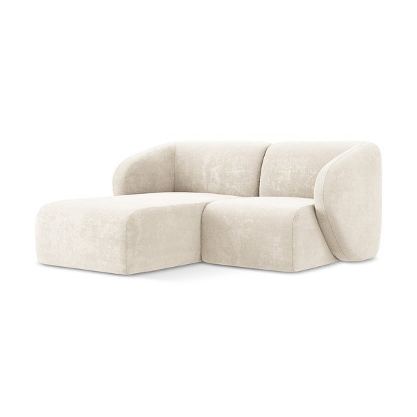 Bež kutna garnitura od šenila (s lijevim kutom/s ležaljkom) Lani – Makamii-image-1