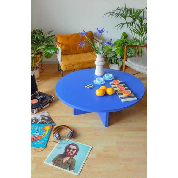 Plavi okrugao stolić za kavu ø 100 cm Pausa – Really Nice Things-image-3