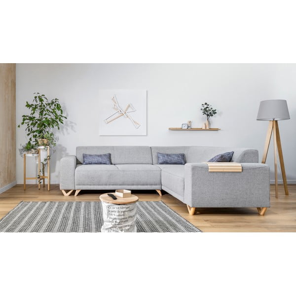 Svijetlo siva sklopiva/s prostorom za odlaganje kutna garnitura (s desnim kutom/u obliku slova L) Classy Sophie – Miuform-image-1