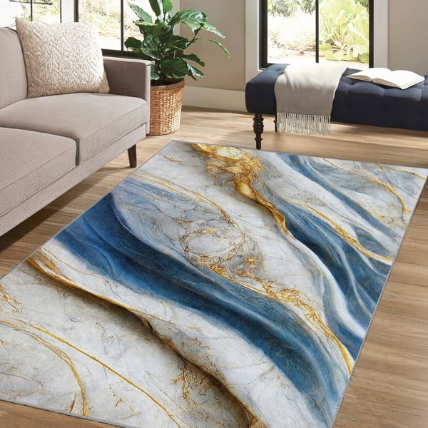 Plavi perivi tepih 80x150 cm Golden Spill – Mila Home-image-4