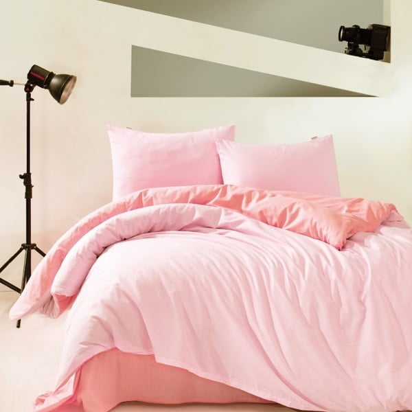 Ružičasta pamučna posteljina s plahtama Marie Claire Suzy, 160 x 220 cm