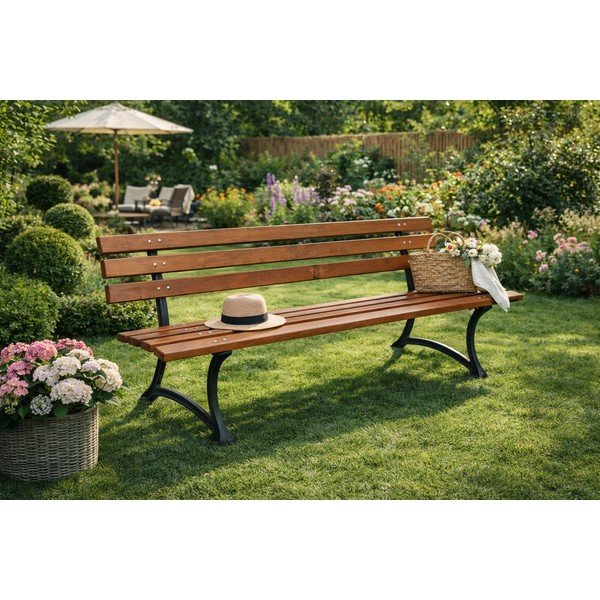 Vrtna klupa od masivnog drveta u prirodnoj boji – Rojaplast-image-1