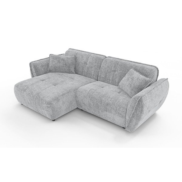 Svijetlo siva kutna garnitura od šenila (s lijevim kutom/s ležaljkom) Nelia – Ropez-image-2