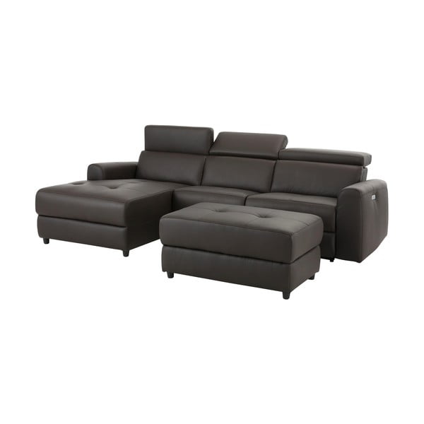 Tamno smeđa kutna garnitura od imitacije kože (s lijevim kutom) Capena – Støraa-image-4