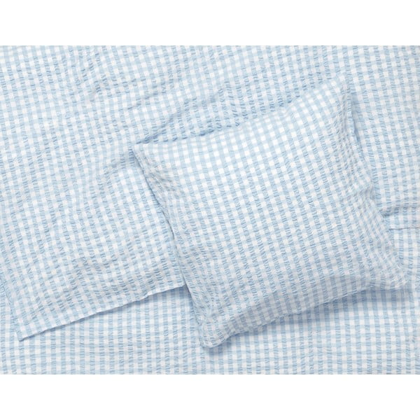 Bijelo-svijetlo plava posteljina za krevet za jednu osobu od krepa 140x200 cm Bæk&Bølge – JUNA-image-1