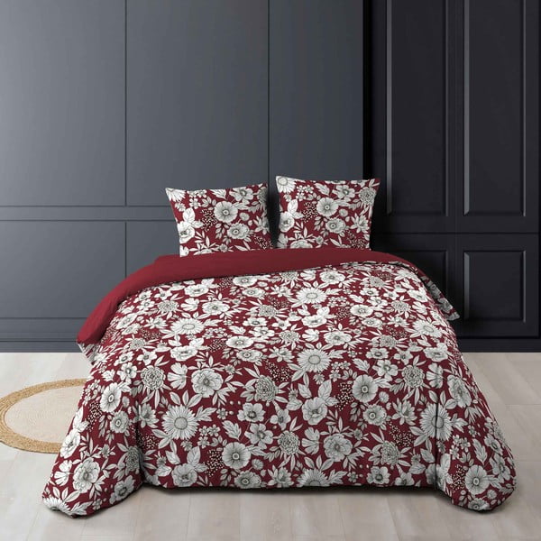 Crvena/bijela pamučna posteljina za bračni krevet/za produženi krevet 240x220 cm Milady – douceur d'intérieur