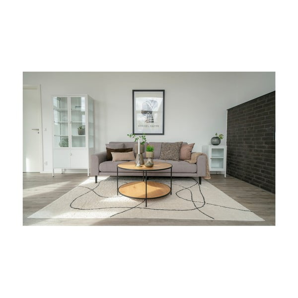 Okrugao stolić za kavu s pločom stola u dekoru hrasta u prirodnoj boji ø 80 cm Vita – House Nordic-image-4