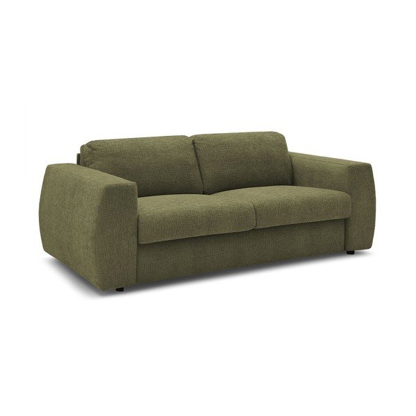 Zelena sofa za spavanje/sklopiva od šenila 220 cm Hugo – Bobochic Paris-image-2