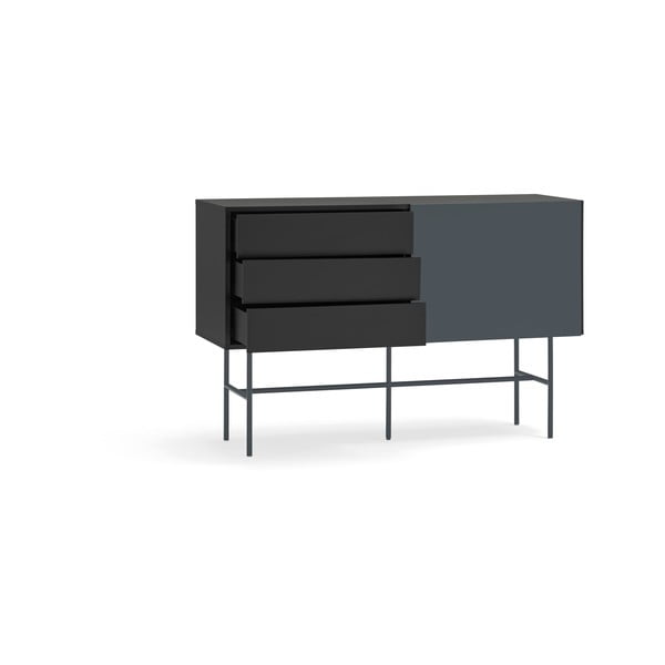 Crna/antracitno siva niska komoda s kliznim vratima 140x91 cm Nube – Teulat-image-4