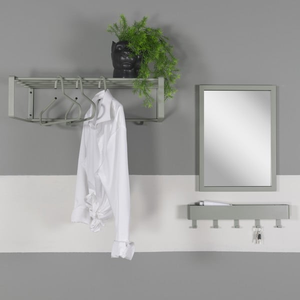 Prljavo zelena metalna zidna vješalica s policom 52 cm Dax Play – Spinder Design-image-1