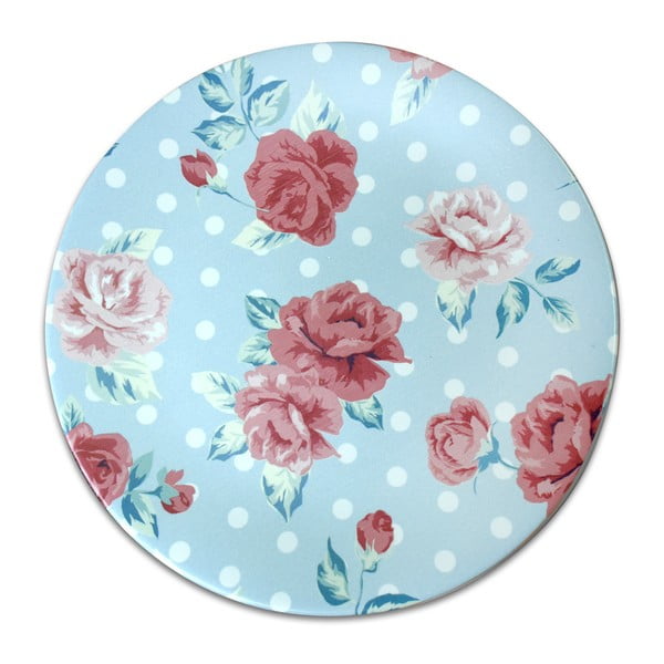 Svjetloplavi keramički tanjur Roses, ⌀ 26 cm