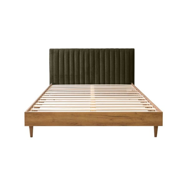 Tamno zeleni/u prirodnoj boji bračni krevet s podnicom 160x200 cm Oceane – Bobochic Paris