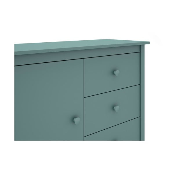 Niska dječja škrinja od borovine u petrolej boji 90x80 cm Max - Marckeric-image-1