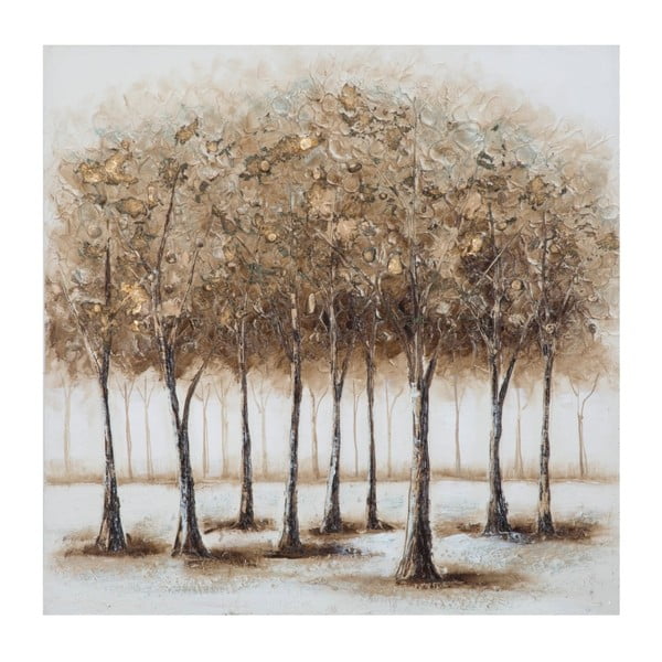 Ručno oslikana slika u okviru od borovine Mauro Ferretti Alberi Noć, 80 x 80 cm