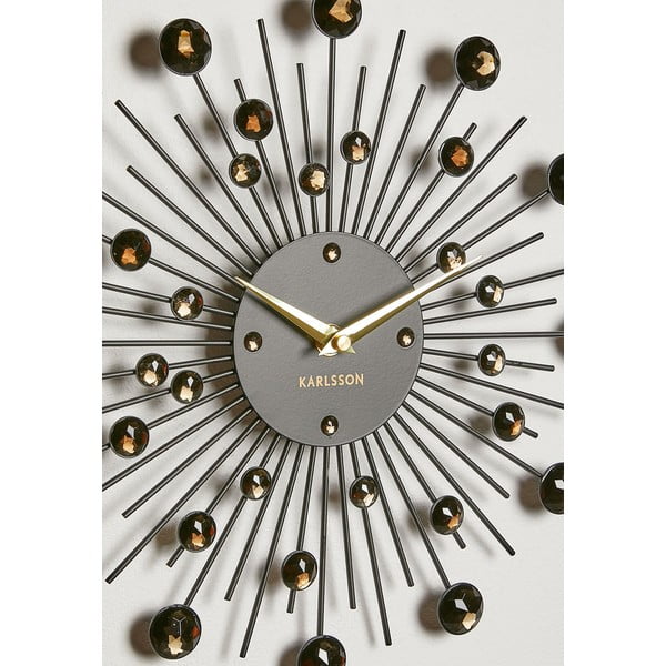 Zidni sat od kristala crne boje Karlsson Sunburst-image-3