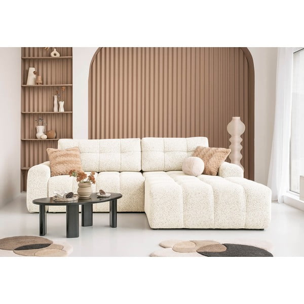 Krem sklopiva/s prostorom za odlaganje kutna garnitura (s desnim kutom) Lulu – Miuform-image-1