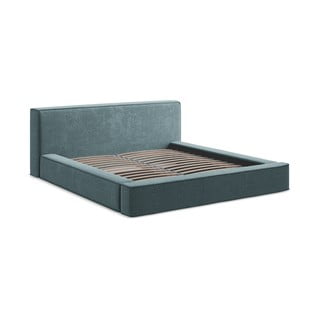 Plavi tapecirani bračni krevet s prostorom za odlaganje s okvirom od letvica 180x200 cm Noho - Makamii