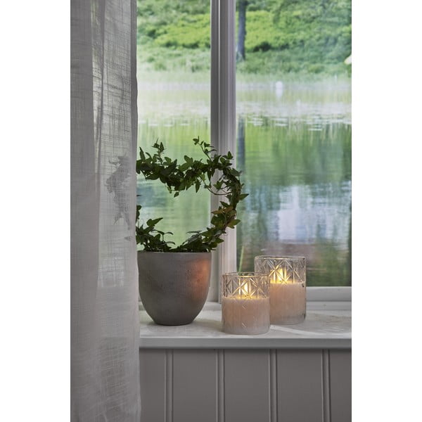 Bijela LED voštana svijeća u Star Trading Flamme Romb staklu, visina 10 cm-image-4