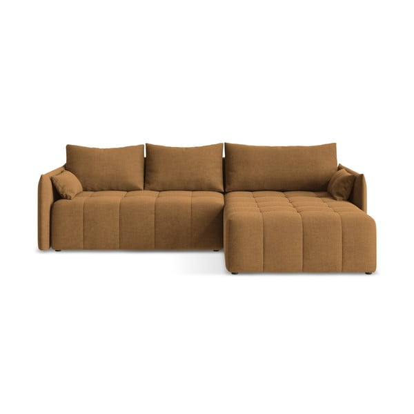 Sklopiva/s prostorom za odlaganje kutna garnitura boja terakote (s desnim kutom/s ležaljkom) Moku – Makamii