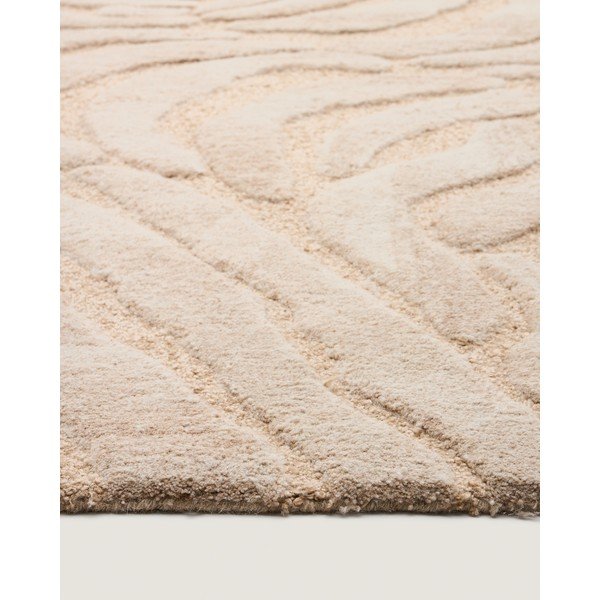 Bež ručno rađen tepih od mješavine vune 200x300 cm Tribet – Kave Home-image-3