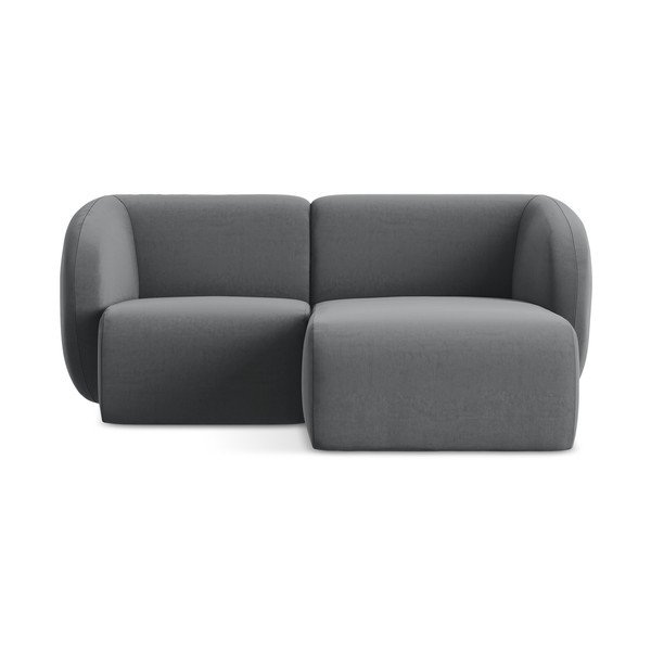 Siva baršunasti kutna garnitura (s desnim kutom/s ležaljkom) Lani – Makamii